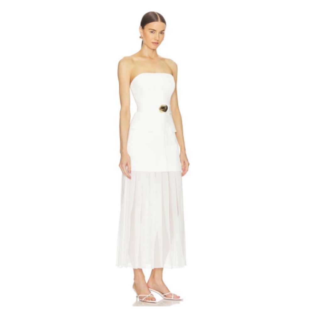 Reagan Strapless Mini Dress With Pleated Skirt - NICHOLAS - Size 4 - cream